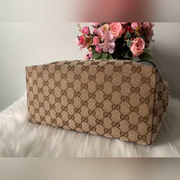 Gucci Jolie Tote GG monogram canvas brown small patent black trim - Picture 6 of 10